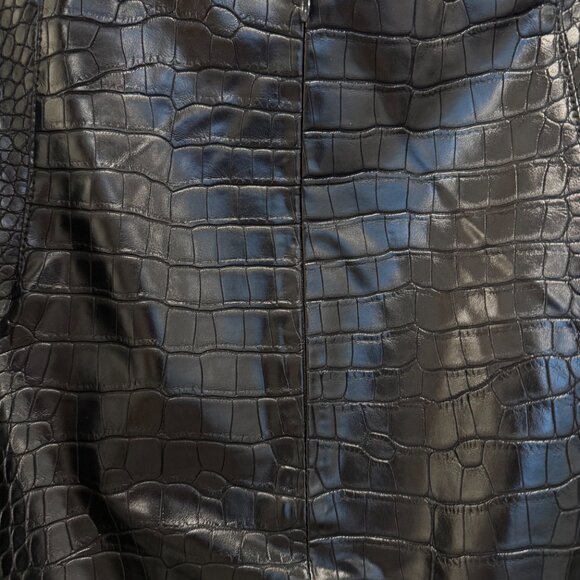 J. Crew Womens Pencil skirt in Croc-embossed Faux Leather Black - Picture 8 of 14